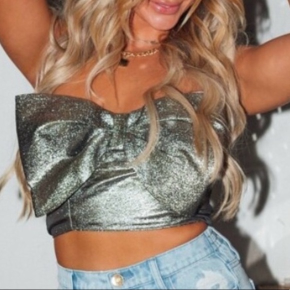Show Me Your MuMu Tops - Show Me Your Mimi Glitter Bow Top